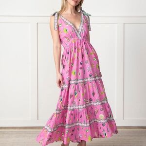 Printfresh Pink and Green Patterned Maxi Dress